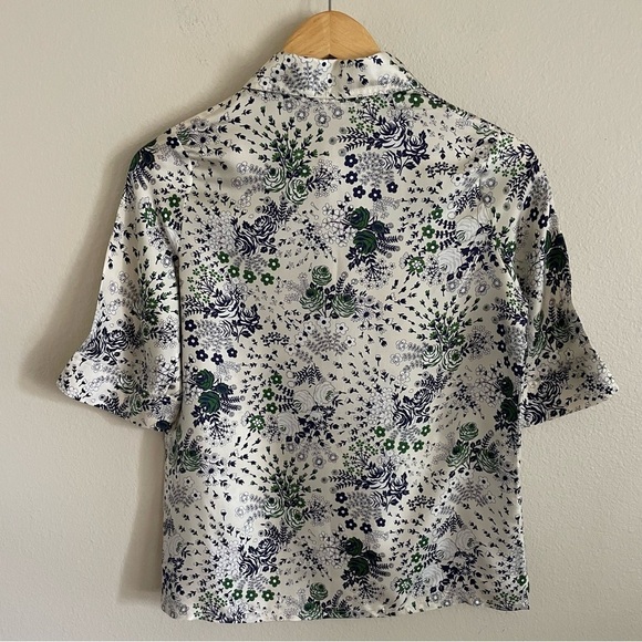 La Prestic Ouiston Lauren Floral Print Silk Popover Blouse Size 4 XS - Picture 7 of 10